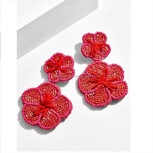 Pendientes bordados de cuentas de semillas de joyería de moda de la India pendientes multicolores hechos a mano para mujeres y niñas - Product Image 3