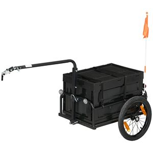 Remorque à vélo avec boîte de rangement amovible et cadre pliable, fond en acier pour le transport de vélos, modèle D0100XF35T6 - Product Image 1