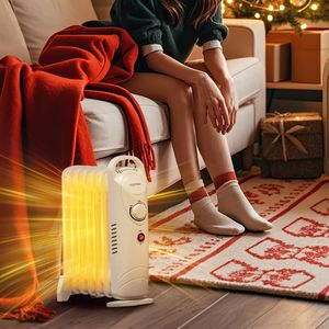 Calentador Eléctrico de Radiador de 700W, Portátil, Independiente, con Termostato Ajustable para Uso en el Hogar y el Garaje - Product Image 2