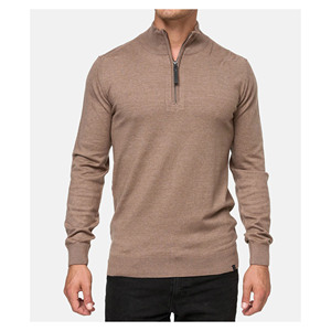 Pull en laine de luxe pour homme, tricot fin, col montant zippé, coupe ajustée, style business décontracté, idéal pour l'hiver, faible MOQ - Product Image 5