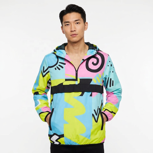 ROLEIN Chaqueta de Forro Polar con Capucha y Media Cremallera, Estampado Abstracto Colorido, Ecológica, Unisex, para Invierno - Product Image 5