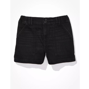 Shorts de mezclilla negros de moda para mujer, estilo boyfriend, sexys, con doble botón y dobladillo liso, de algodón, al por mayor - Product Image 1
