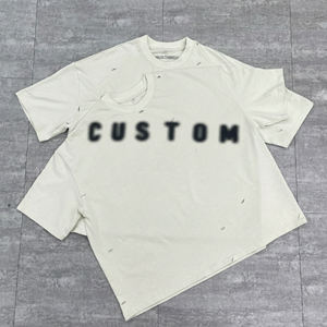 Fabricants de vêtements sur mesure, t-shirt en coton 100%, t-shirt surdimensionné, effet vieilli, impression DTG, double t-shirt pour homme - Product Image 3