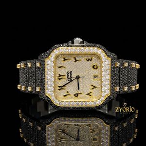 Reloj de Lujo para Hombre con Esfera Cuadrada de Dos Tonos y Cristales, Reloj de Pulsera de Cuarzo de Acero Inoxidable con Incrustaciones de Circonitas - Product Image 4