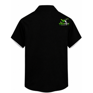 Chemise décontractée à manches courtes pour homme Vantex Sports, noire, avec imprimé floral, respirante, 100% polyester, popeline 140g, vêtements de vacances d'été - Product Image 2