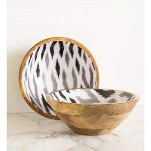 Service de table rustique en émail avec motif gris, assiettes et bols aspect bois faits à la main, ensemble de service décoratif - Product Image 3