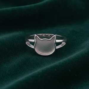 925 Sterling Silver 14k Gold <b>Cat</b> Face Blank Bezel <b>Ring</b> Custom DIY Memorial Jewelry Setting Resin Ashes Hair Breastmilk Keepsake - Product Image 4
