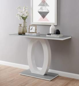 Modern High <b>Gloss</b> <b>White</b> Iron Console Table with Metal Top and Leg Base Combination Design for Living Room Entryway - Product Image 6