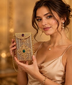 Sac à bandoulière pour téléphone portable pour femme, motif floral en filigrane sculpté, chaîne en laiton plaqué or, design traditionnel - Product Image 4