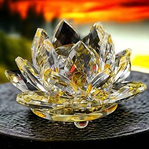 Florero de Mesa Fengshui con Flor de Loto de Madera Pequeña, Hecho a Mano, Amuleto de Buena Suerte, Amarillo - Product Image 4