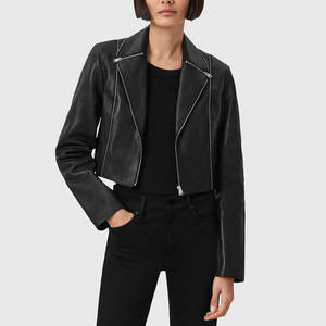 Chaquetas de Cuero Cortas para Mujer, Hechas con Material 100% Cuero Genuino, Chaquetas de Cuero Cortas de Moda para Mujer Más Vendidas - Product Image 1