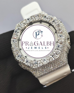 Reloj de cuarzo de acero inoxidable de lujo para hombre, con bisel en forma de pera y diamantes incrustados. - Product Image 1