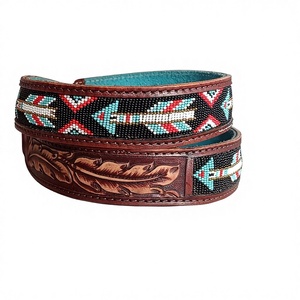 BS INTERNATIONAL Vintage Eco-Friendly Cow Hide Steel Pin Buckle 3D Design Embroidery Belt 3.8cm Width 138cm Length Solid Pattern - Product Image 4