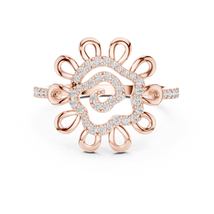 SUNBURST FLORAL LAB-GROWN ROUND CUT DIAMOND WOMEN'S <b>RING</b> <b>SET</b> IN 18KT ROSE <b>GOLD</b> FOR ENGAGEMENT PARTY WEDDING GLAM EVENT - Product Image 1