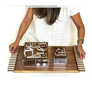 Premium MOP Inlay Wooden Serving Tray – Acrylic Lid Multipurpose Food Container with Custom Logo - Product Image 1