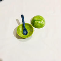 Petits bols à salade en résine vert clair, faits à la main, écologiques, design classique, polis, couleur personnalisée, taille personnalisée