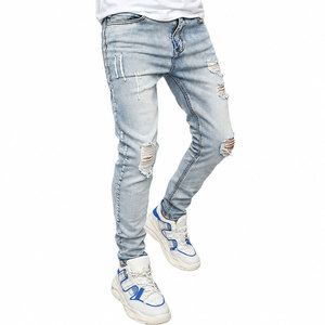 Último Diseño: Jeans Ajustados Rasgados y Desgastados para Hombre, Pantalones de Mezclilla Slim Fit, Estilo Urbano, Moda Casual, Venta al por Mayor Personalizada OEM - Product Image 2