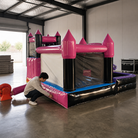 Château gonflable avec toboggan intégré en PVC, avec piscine à balles, installation facile pour garderies et zones résidentielles