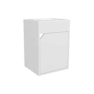 Mobile bagno sospeso Bethel bianco a una anta, design ampio con lavabo in resina e due ripiani per lo stoccaggio - Product Image 6