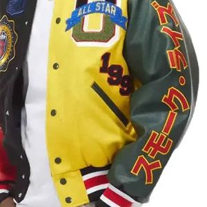 Chaqueta Varsity Letterman de lana personalizada para hombre con parches y etiquetas de logotipos bordados de color personalizado de cuero real para ropa de invierno - Product Image 2