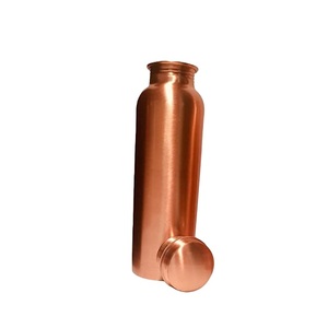 Indian Handmade Plain Pure Copper Water Bottle Workout Exercise Water Bottle for <b>Camping</b> Leak-Proof Water Bottles - Product Image 2