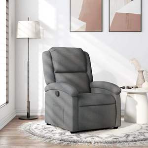 Fauteuil inclinable en tissu gris foncé 100% polyester avec structure en contreplaqué métallique, élégant et confortable pour la relaxation - Product Image 1