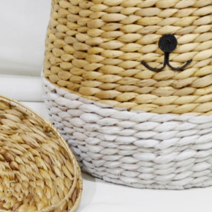 Durable Organic Water Hyacinth Handmade Bear Shape <b>Laundry</b> <b>Basket</b> Lid Customizable Color Size High Quality Animal Theme <b>Nursery</b> - Product Image 2