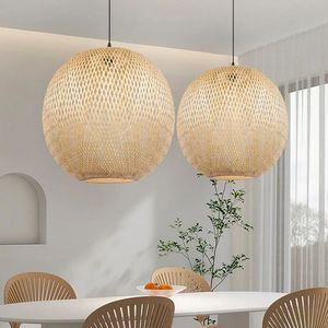 Natural Bamboo Pendant Light Handcrafted Ceiling Fixture for <b>Indoor</b> Residential and Commercial <b>Lighting</b> - Product Image 4