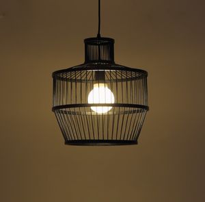 Abat-jour en rotin de bambou fait à la main abat-jour en bambou Vintage salon décoratif rotin lustres en osier lampes suspendues - Product Image 2