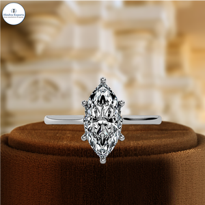Anillo de Diamante Cultivado en Laboratorio con Corte Marquesa de 1 Quilate, Anillo de Oro Blanco de 14K, Anillo de Boda Certificado por IGI, Anillo Solitario de Novia, Anillo Vintage - Product Image 1