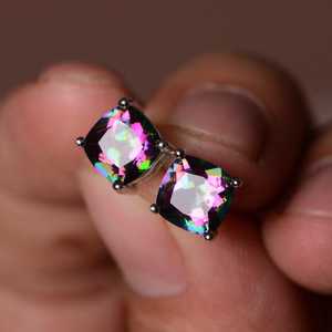 Pendientes de topacio místico, piedras preciosas de arcoíris, plata de ley, joyería colorida, regalo para mujer, elegante - Product Image 6