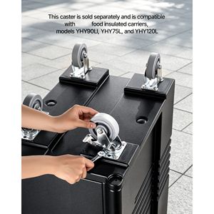 Set di 4 Ruote Girevoli Rinforzate da 5 Pollici (2 con Freno, 2 Rigide) Compatibili con Contenitori Termici per Alimenti, Diametri Ruote 100mm e 75mm - Product Image 2