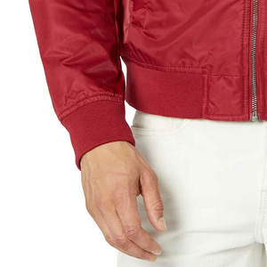 Blouson Bomber Rouge Homme Coupe Slim Personnalisé Léger Coupe-Vent Style Aviateur Printemps Automne Décontracté Veste Extérieure Zippée pour Homme - Product Image 2