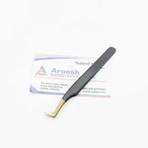 Pince à épiler en acier inoxydable en forme de L de haute qualité avec pointe pointue en or pour l'extension des cils durable et durable - Product Image 3