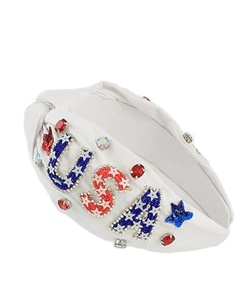 Heavy Duty Soft Rhinestone Patriotic Knot Hairband for Women and Girls Party and Occasion Wear Gifts and Seasonal Accessories - Product Image 1
