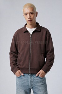 Veste zippée marron personnalisée pour hommes et femmes, respirante, avec logo imprimé sur mesure et fabrication OEM, manches longues. - Product Image 6