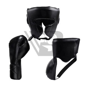 Ensemble de gants de boxe professionnels en cuir de vache véritable rouge/blanc, nouveau kit complet de sparring Winning pour la boxe, le kick-boxing et la protection de la tête et de l'aine - Product Image 2
