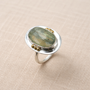 Green Kyanite Gemstone <b>Ring</b> 925 Silver <b>Brass</b> Ball Rose Gold Yellow Gold Plated Handmade Designer Jewelry for Christmas gift men - Product Image 5