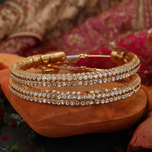 Women's Traditional Bridal Ethnic Fashion Gold Plated Crystal Stone <b>Bangles</b> <b>Set</b> 10575602PU_2.6 - Product Image 3