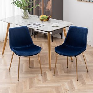 Set di 2 Sedie da Pranzo Moderne in Velluto Blu Aufurr - Product Image 1
