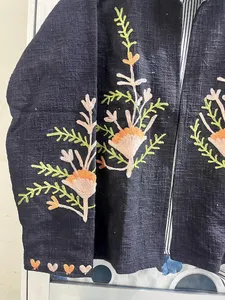 Suzani Floral Embroidered <b>Velvet</b> <b>Jacket</b> Handmade Bohemian Winter Coat Folk Ethnic Kimono Festival Statement Outerwear for <b>Women</b> - Product Image 6