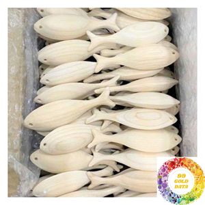 Unpainted Wooden <b>Fish</b> Ornament Natural Wood Mediterranean Coastal Style 9-19cm for DIY Painting Craft Projects - Product Image 2