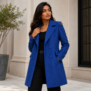 Vêtements grecs pour femmes, long manteau, regalia maçonnique, Delta Sigma, trench en laine bleue, manches longues, blazer brodé - Product Image 4