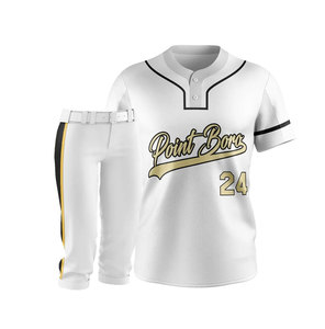Ensemble uniforme de baseball Vikings pour hommes, maillot à manches courtes et pantalon gris, bleu, jaune, sublimé, respirant, vêtements d'équipe - Product Image 4