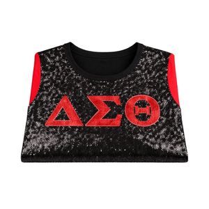 Maglietta Nera con Paillettes Delta Sigma Theta per Donne, Vestibilità Comoda, Tessuto Premium, Abbigliamento Casual per Confraternite Greche - Product Image 6