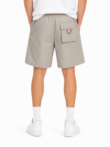 Pantalones cortos tipo cargo color beige para hombre, pantalones cortos informales con cordón en la cintura elástica, pantalones cortos de verano con múltiples bolsillos, pantalones cortos de algodón ligeros y transpirables - Product Image 2