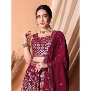Fascinante Lehenga Choli de Georgette con Lentejuelas Rosa Oscuro para Festivales - Product Image 6