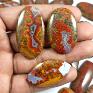 Venta al por mayor Lote de cabujón de ágata de costura natural Cabujones de piedras preciosas de diseñador sueltos cortados con envoltura de alambre para joyería - Product Image 1