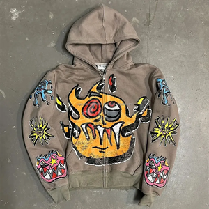 เสื้อฮู้ดโอเวอร์ไซส์สำหรับผู้ชายและผู้หญิงเสื้อผ้าถักแบบมีน้ำหนักพร้อมคุณสมบัติกันหดสำหรับผู้ชายเสื้อมีฮู้ดลายสกรีนลาย - Product Image 5