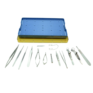 Kit de 15 instruments chirurgicaux ophtalmiques pour le bureau, en acier inoxydable, réutilisable, de haute qualité, pour chalazion et cataracte, avec plateau - Product Image 2